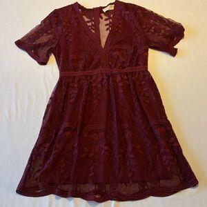 Elegant Burgundy Lace Dress